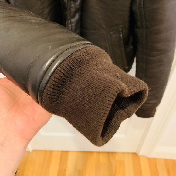 VINTAGE ABERCROMBIE & FITCH SLANT ROCK VEGAN LEATHER JACKET - Picture 6 of 13